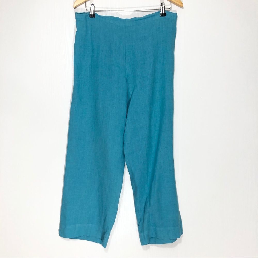 Bryn Walker Linen Wide Leg Pull On Pants Size XL Blue